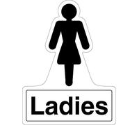 V Safety Shaped Safety Sign - Ladies Toilets - 150X200 - Self Adhesive Vinyl