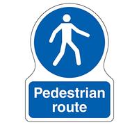V Safety Shaped Safety Sign - Mandatory General - Pedestrian Route - 150X200 - 1MM Rigid Plastic