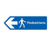 V Safety Shaped Safety Sign - Mandatory General - Pedestrians, Arrow Left - 600X200 - 1MM Rigid