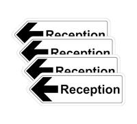 V Safety Shaped Safety Sign - Reception Arrow Left - 300X100 - Self Adhesive Vinyl (Pack of 4)