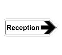 V Safety Shaped Safety Sign - Reception Arrow Right - 450X150-1MM Rigid Plastic
