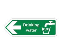 V Safety Shaped Safety Sign - Safe Drinking Water Arrow Left - 300X100-1MM Rigid Plastic