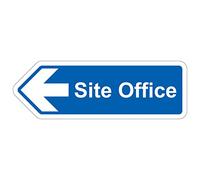 V Safety Shaped Safety Sign - Site Office Arrow Left - 450X150 - 2MM Rigid Plastic