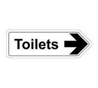 V Safety Shaped Safety Sign - Toilets Arrow Right - 450X150-1MM Rigid Plastic