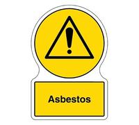 V Safety Shaped WRAP - Asbestos 150 x 200 mm Safety Sign - Self Adhesive Vinyl