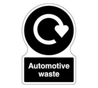 V Safety Shaped WRAP - Automative Waste 300 x 400 mm Safety Sign - Self Adhesive Vinyl