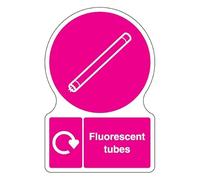V Safety Shaped WRAP - Fluorescent Tubes 150 x 200 mm Safety Sign - Self Adhesive Vinyl
