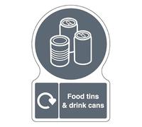 V Safety Shaped WRAP - Food Tins & Drink Cans 200 x 300mm Safety Sign - 1mm Rigid Plastic