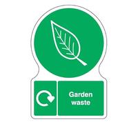 V Safety Shaped WRAP - Garden Waste 300 x 400 mm Safety Sign - Self Adhesive Vinyl