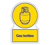 V Safety Shaped WRAP - Gas Bottles 150 x 200mm Safety Sign - 1mm Rigid Plastic