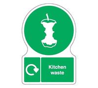 V Safety Shaped WRAP - Kitchen Waste 200 x 300 mm Safety Sign - 2mm Super-Tough Rigid Plastic