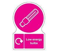V Safety Shaped WRAP - Low Energy Bulbs 300 x 400mm Safety Sign - 3mm Aluminium Composite