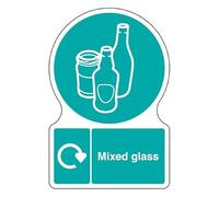 V Safety Shaped WRAP - Mixed Glass 300 x 400 mm Safety Sign - Self Adhesive Vinyl