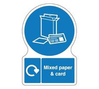 V Safety Shaped WRAP - Mixed Paper & Card 200 x 300 mm Safety Sign - 2mm Super-Tough Rigid Plastic