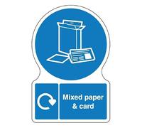 V Safety Shaped WRAP - Mixed Paper & Card 300 x 400mm Safety Sign - 1mm Rigid Plastic