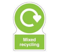V Safety Shaped WRAP - Mixed Recycling 200 x 300mm Safety Sign - 3mm Aluminium Composite