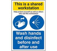 V Safety Shared Workstation/Wash Hands And Disinfect - 200mm x 300mm - 1mm Rigid Plastic