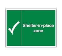 V Safety Shelter-In-Place Zone with Tick 600 x 450 mm - 2mm Rigid Plastic Safety Sign