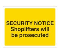 V Safety Shoplifters Will Be Prosecuted Sign - 200mm x 150mm - 1mm Rigid Plastic