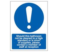 V Safety Should This Bathroom Not Be Clean 150 x 200 mm - Glow In The Dark 1mm Rigid Plastic Safety Sign