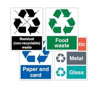 V Safety Simpler Recycling Symbol Sign 4-Pack | Colour-Coded Waste Recycling Signs | Durable & Easy to Read | Made in UK (Multi, 300 x 400 mm)