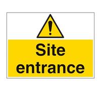 V Safety Site Entrance - Large Landscape 400 x 300 mm - Glow In The Dark 1mm Rigid Plastic Safety Sign