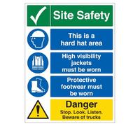 V Safety Site Safety Danger - Correx® 450 x 600 mm Safety Sign