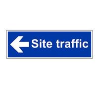 V Safety Site Traffic Arrow Left - Landscape 600 x 200 mm - Glow In The Dark 1mm Rigid Plastic Safety Sign