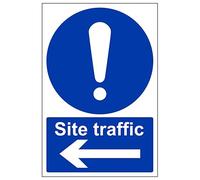 V Safety Site Traffic Arrow Left - Portrait 200 x 300 mm - Glow In The Dark 1mm Rigid Plastic Safety Sign