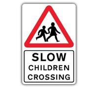 V Safety Slow Children Crossing Safety Sign - 600 x 900 mm - 2mm Rigid Plastic
