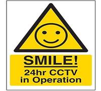 V Safety Smile! 24Hr CCTV In Operation Sign - 100mm x 150mm - 1mm Rigid Plastic