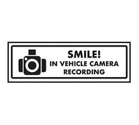 V Safety Smile! In Vehicle Camera Recording Sign - 200mm x 80mm - Window Sticker
