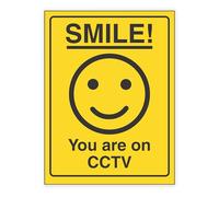 V Safety Smile! You Are On CCTV Safety Sign - 150 x 200 mm - Self-Adhesive Monomeric Vinyl