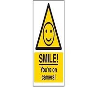 V Safety Smile! You're On Camera! Sign - 200mm x 300mm - 1mm Rigid Plastic