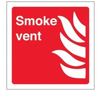V Safety Smoke Vent - Square 150 x 150 mm - Glow In The Dark 1mm Rigid Plastic Safety Sign