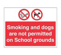 V Safety Smoking and Dogs Not Permitted 400 x 300 mm - Glow In The Dark Self Adhesive Vinyl Safety Sign