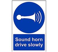 V Safety Sound Your Horn Drive Slowly Sign - 200mm x 300mm - 1mm Rigid Plastic
