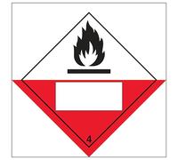 V Safety Spontaneously Combustible 4 UN Substance Numbering 100 x 100 mm - Glow In The Dark Self Adhesive Vinyl Safety Sign