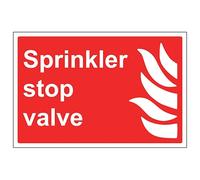 V Safety Sprinkler Stop Valve - Landscape 300 x 200 mm - 2mm Rigid Plastic Safety Sign