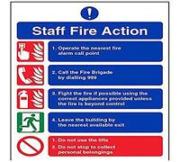 V Safety Staff Fire Action/Call 999 Fire Action Sign - 150mm x 200mm - Self Adhesive Vinyl
