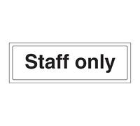 V Safety Staff Only 300 x 100 mm - Glow In The Dark 1mm Rigid Plastic Safety Sign