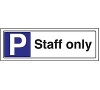V Safety Staff Only Parking Parking Sign - 300mm x 100mm - Self Adhesive Vinyl