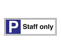 V Safety Staff Only Parking Sign - 450mm x 150mm - Self Adhesive Vinyl