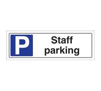 V Safety Staff Parking - Landscape 300 x 100 mm - 1mm Rigid Plastic Safety Sign