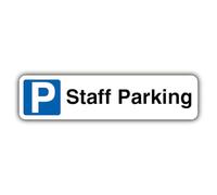 V Safety Staff Parking - Mandatory Blue Parking - Kerb Sign Safety Sign - 400 x 100 mm - 3mm Aluminium Composite