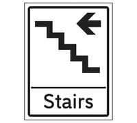 V Safety Stairs Arrow Left 200 x 300mm - 2mm Rigid Plastic Safety Sign