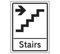V Safety Stairs Arrow Right 200 x 300mm - 2mm Rigid Plastic Safety Sign