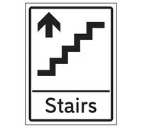 V Safety Stairs Arrow Up 150 x 200 mm - Glow In The Dark 1mm Rigid Plastic Safety Sign