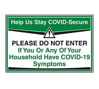 V Safety Stay Covid Secure - Do Not Enter If. Sign - 300mm x 200mm - Self Adhesive Vinyl, CV203BA-S