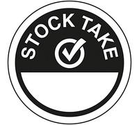 V Safety Stock Take Write On Black Sticker - 50mm Diameter (Roll of 250)